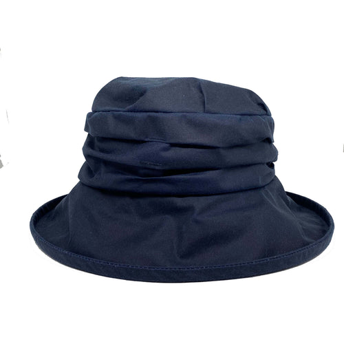 navy waxed rain hat with fleece lining