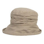 jojo hats cream linen sun hat with ruched crown and wide brim