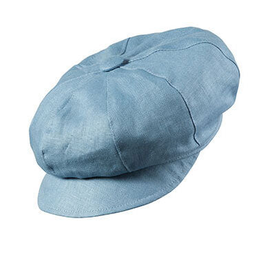 skyblue linen ladies baker boy cap